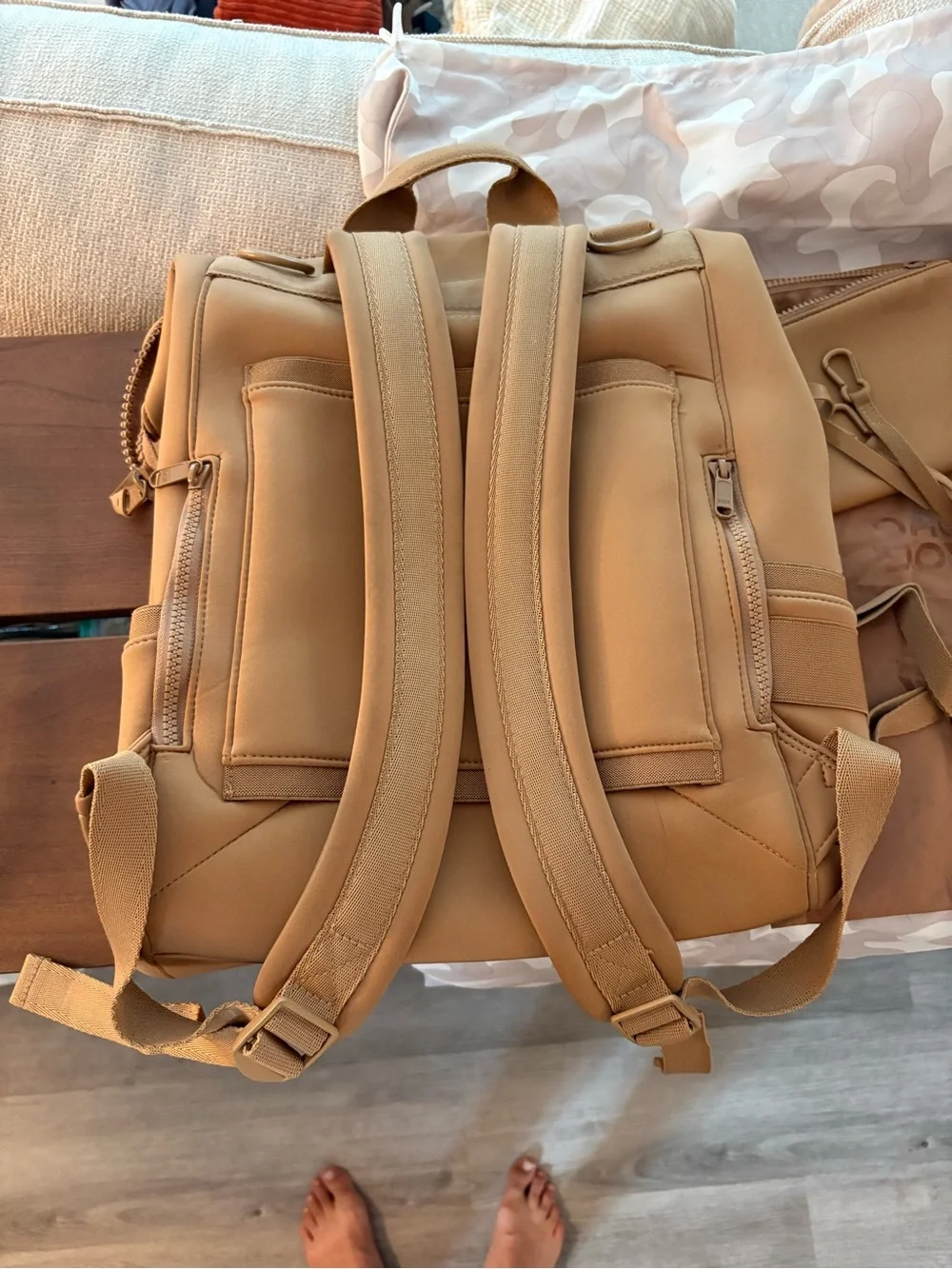 DAGNE DOVER INDI NEOPRENE DIAPER BACKPACK IN CAMEL
